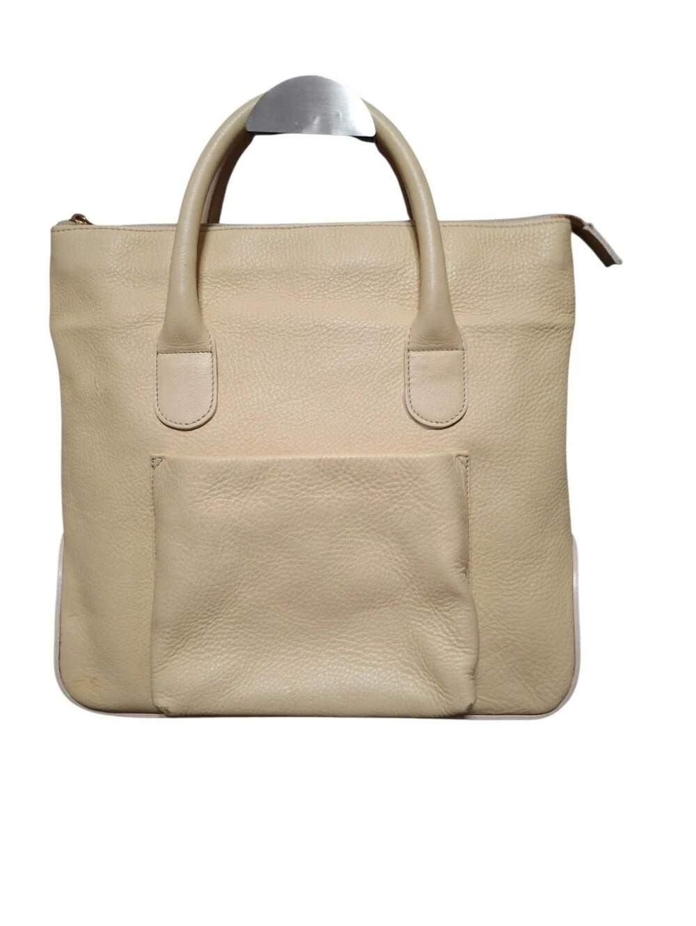 Lancel Cream pebbled leather tote bag Vintage Luxury